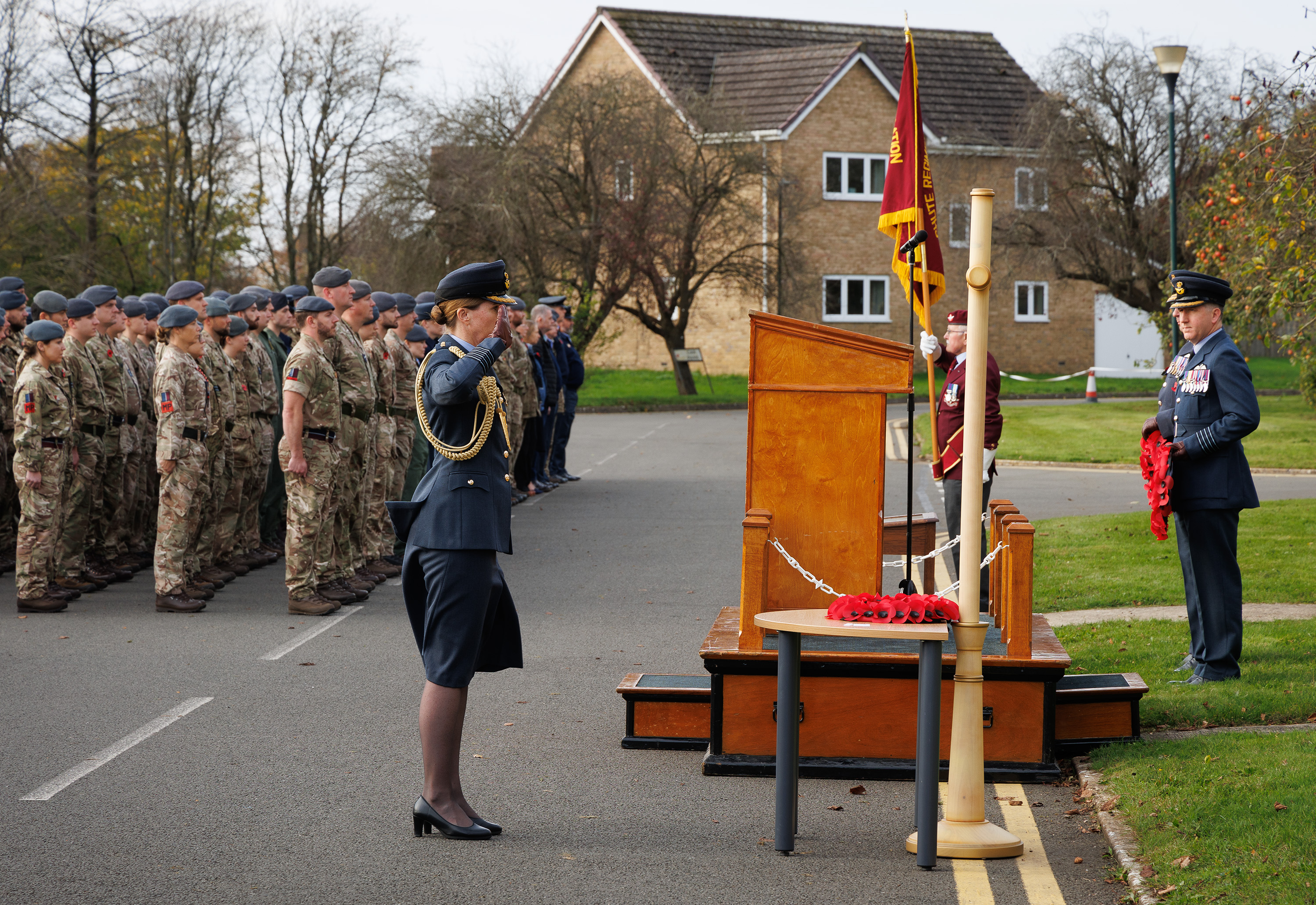 Photo: The Station Commander Group Captain Henton - Act of Remembrance - RAF Brize Norton